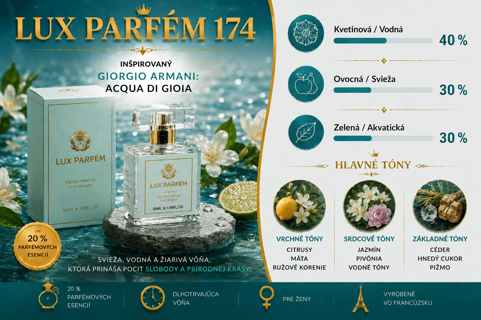 174 LUX PARFÉM – dámska parfémovaná voda inšpirovaná vôňou Acqua di Gioia